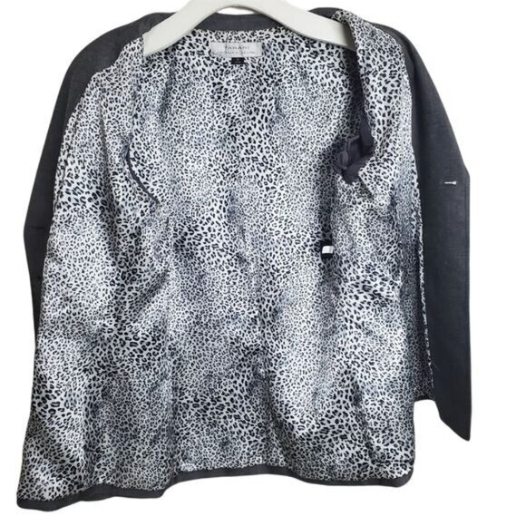 TAHARI Womens Blazer SZ 10 Gray Double Breasted Animal Lined Academia Office - Picture 3 of 11